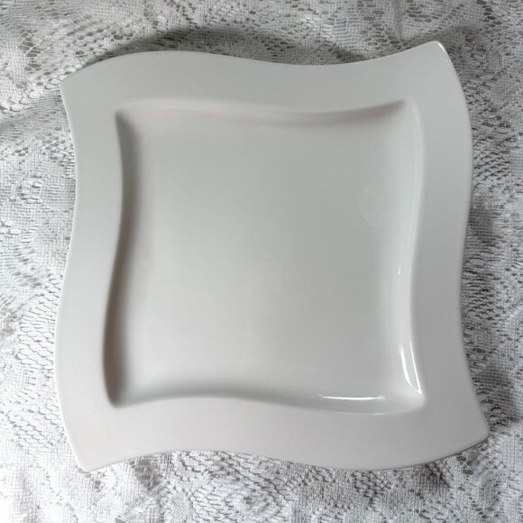 VILLEROY & BOCH “New Wave Caffe” Square Dinner Plate - All White, Rim, Porcelain - Picture 1 of 3
